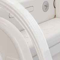 Spatiu de joaca pentru copii 3in1 Nichiduta Garden White de interiorexterior, cu platforma, tobogan, leagan cu bara de protectie detasabila, cos de baschet - 5