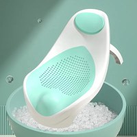 Suport de baie pentru copii, Little Mom, design ergonomic pliabil, prevazut cu Tetiera si suprafata texturata cu gauri de scurgere a apei, dimensiune 54 x 27.5 x 22 cm, Green - 1