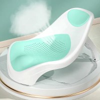 Suport de baie pentru copii, Little Mom, design ergonomic pliabil, prevazut cu Tetiera si suprafata texturata cu gauri de scurgere a apei, dimensiune 54 x 27.5 x 22 cm, Green - 2