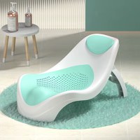 Suport de baie pentru copii, Little Mom, design ergonomic pliabil, prevazut cu Tetiera si suprafata texturata cu gauri de scurgere a apei, dimensiune 54 x 27.5 x 22 cm, Green - 4