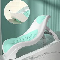 Suport de baie pentru copii, Little Mom, design ergonomic pliabil, prevazut cu Tetiera si suprafata texturata cu gauri de scurgere a apei, dimensiune 54 x 27.5 x 22 cm, Green - 12