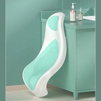 Suport de baie pentru copii, Little Mom, design ergonomic pliabil, prevazut cu Tetiera si suprafata texturata cu gauri de scurgere a apei, dimensiune 54 x 27.5 x 22 cm, Green - 5