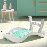 Suport de baie pentru copii, Little Mom, design ergonomic pliabil, prevazut cu Tetiera si suprafata texturata cu gauri de scurgere a apei, dimensiune 54 x 27.5 x 22 cm, Green - 8