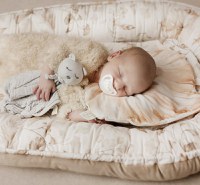 Suport de dormit by BabySteps Babynest Premium bumbac si catifea 70x35 cm Boho Beige - 6
