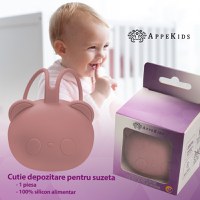Suport pentru suzeta din silicon AppeKids The Little Bear Old Rose - 1