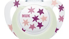 Suzeta Nuk Star Night silicon 6-18 luni M2 roz