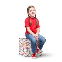 Taburet Updeco cub L Confetti fundal alb - 1