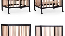 Tarc Childhome 97 cu roti 75x95 cm mdf natural negru