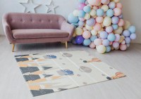 Tarc de joaca 120 x 180 cm, cu cadru metalic, pereti din plasa inaltime 65 cm, cu poarta de acces, covoras spuma cu doua fete, 4 inele ajutatoare si 100 de bile incluse, Playfence Grey - 7