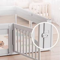 Tarc de joaca 120 x 180 cm, cu cadru metalic, pereti din plasa inaltime 65 cm, cu poarta de acces, covoras spuma cu doua fete, 4 inele ajutatoare si 100 de bile incluse, Playfence Grey - 3
