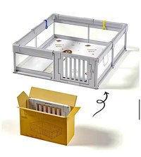 Tarc de joaca 120 x 180 cm, cu cadru metalic, pereti din plasa inaltime 65 cm, cu poarta de acces, covoras spuma cu doua fete, 4 inele ajutatoare si 100 de bile incluse, Playfence Grey - 5