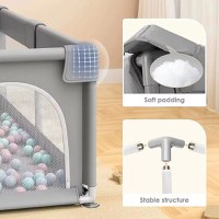 Tarc de joaca Nichiduta 120x120 cm Polar Grey, cu cadru metalic, pereti din plasa, inaltime 65 cm, acces cu fermoar, covoras spuma cu doua fete, 4 inele ajutatoare, cu geanta de transport si 100 de bilute multicolore incluse - 5