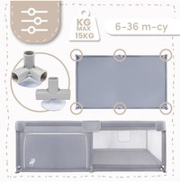 Tarc de joaca pentru copii MalPlay Kivo Grey, design modern si sigur, acces mare cu fermoar actionat din exterior, dimensiune 120 x 180 cm, cu buzunar din plasa - 3