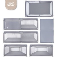 Tarc de joaca pentru copii MalPlay Kivo Grey, design modern si sigur, acces mare cu fermoar actionat din exterior, dimensiune 120 x 180 cm, cu buzunar din plasa - 4