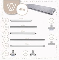 Tarc de joaca pentru copii, MalPlay Kivo Grey, design modern si sigur, acces mare cu fermoar actionat din exterior, dimensiune 180 x 200 cm, cu buzunar din plasa - 3