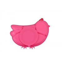 Tavita compartimentata Innobaby din silicon cu ventuza Chicken Pink - 2