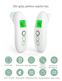 Termometru digital fara contact cu infrarosu pentru frunte si ureche Momcozy - 2