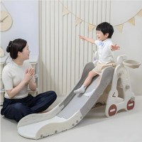 Tobogan pentru copii Nichiduta Garden Pink Car, de interiorexterior cu mini-cos de Baschet si joc de precizie cu inele, prevazut cu scara, manere de sustinere, design pliabil, dimensiune 38 x 155 x 70cm - 4