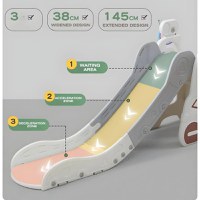 Tobogan pentru copii Nichiduta Garden Pink Car, de interiorexterior cu mini-cos de Baschet si joc de precizie cu inele, prevazut cu scara, manere de sustinere, design pliabil, dimensiune 38 x 155 x 70cm - 9