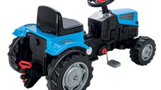 Tractor cu pedale pentru copii Pilsan Power Blue,transmisie pe lant, volan cu claxon, scaun reglabil cu spatar, de la 3 ani pana la 50 kg