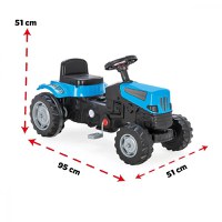 Tractor cu pedale pentru copii Pilsan Power Blue,transmisie pe lant, volan cu claxon, scaun reglabil cu spatar, de la 3 ani pana la 50 kg - 3