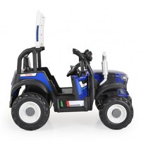 Tractor electric 12V pentru copii,cu telecomanda parinti,deschidere usi,roti rezistente,3 viteze,functii muzicale si lumini Moni Harvest Blue - 5
