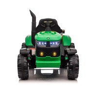 Tractor electric pentru copii Nichiduta Track Green 90W cu telecomanda 2.5G, Acumulator 12V, Remorca detasabila, Centura siguranta, Faruri cu lumini LED, Sunete,slot card, Roti late din plastic rezistent cu aparatori noroi - 2