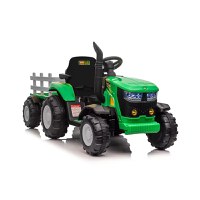 Tractor electric pentru copii Nichiduta Track Green 90W cu telecomanda 2.5G, Acumulator 12V, Remorca detasabila, Centura siguranta, Faruri cu lumini LED, Sunete,slot card, Roti late din plastic rezistent cu aparatori noroi - 4