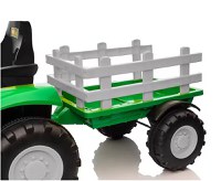 Tractor electric pentru copii Nichiduta Track Green 90W cu telecomanda 2.5G, Acumulator 12V, Remorca detasabila, Centura siguranta, Faruri cu lumini LED, Sunete,slot card, Roti late din plastic rezistent cu aparatori noroi - 6