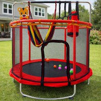 Trambulina pentru copii Red, cu set complet de accesorii, include cos de baschet, minge, hamac, diametru 155 cm, pana la 150 kg - 1