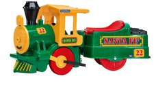 Trenulet electric pentru copii Peg Perego Santa Fe verde 40W cu locomotiva si vagon cu sina, acumulator