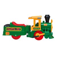 Trenulet Santa Fe 40W cu locomotiva si vagon cu sina si acumulator Peg Perego Verde - 2