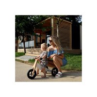 Tricicleta copii fara pedale Free2Move din lemn 2 in 1 Brown White, transformabila in bicicleta de echilibru, varsta 1,6-3 ani, scaun reglabil pe inaltime, limitator de directie si roti silentioase - 2