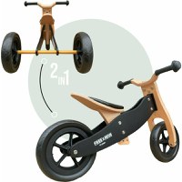 Tricicleta copii fara pedale Free2Move din lemn 2 in 1 Brown White, transformabila in bicicleta de echilibru, varsta 1,6-3 ani, scaun reglabil pe inaltime, limitator de directie si roti silentioase - 3