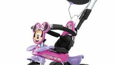 Tricicleta evolutiva pentru copii Injusa, licenta Disney, Minnie Mouse, cu maner parental, anvelope EVA, 10 luni-3 ani