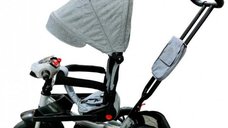 Tricicleta Novokids Super Trike Gri Jeans cu copertina, muzica, lumini si roti din cauciuc