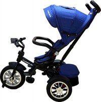Tricicleta pentru copii Baby Care Turbo Bike Albastru cu Far luminos, Roti din cauciuc, Pozitie somn, Pedale si maner pentru parinti, Scaun reversibil cu invartire 360 grade , Cadru metalic, Dimensiuni 110X45X90 cm - 1