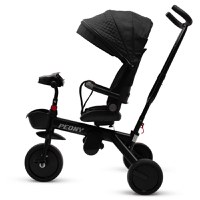 Tricicleta pentru copii Baby Mix Peony Black cu scaun reversibil,roti EVA cu frana,spatar reglabil,maner parental cu control al directiei,suport picioare pliabil,copertina reglabila ,panou cu muzica,lumini,ghidon pliabil - 5