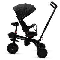 Tricicleta pentru copii Baby Mix Peony Black cu scaun reversibil,roti EVA cu frana,spatar reglabil,maner parental cu control al directiei,suport picioare pliabil,copertina reglabila ,panou cu muzica,lumini,ghidon pliabil - 6