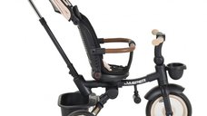 Tricicleta pentru copii Byox Jasper Beige pliabila, cu maner parental, spatar reglabil, scaun rotativ, greutate admisa 25 kg