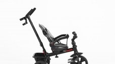 Tricicleta pentru copii Byox Quick Grey cu roti EVA, sezut reversibil si spatar reglabil, suport pentru picioare, frana pe rotile din spate si maner cu control al directiei