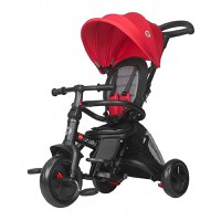 Tricicleta pentru copii Coccolle Alegra Chili Pepper multifunctionala, cu sezut reversibil si pozitie de somn, de la 10 luni, suport de picioare pliabil, frana pe rotile din spate si copertina cu protectie UV - 10