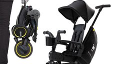 Tricicleta pentru copii Doona Liki Trike Midnight Editie limitata, ultrapliabila in 3 secunde, spatar reglabil,copertina cu protectie UV, frana de picior si roti din cauciuc Eva