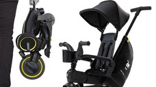 Tricicleta pentru copii Doona Liki Trike Midnight Editie limitata, ultrapliabila in 3 secunde, spatar reglabil,copertina cu protectie UV, frana de picior si roti din cauciuc Eva