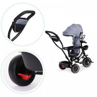 Tricicleta pentru copii Ecotoys JM-066-9 Gri cu sezut rotativ, de la 12 luni roti din spuma Eva, suport picioare, parasolar ajustabil si detasabil - 3