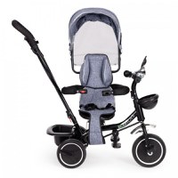 Tricicleta pentru copii Ecotoys JM-066-9 Gri cu sezut rotativ, de la 12 luni roti din spuma Eva, suport picioare, parasolar ajustabil si detasabil - 5