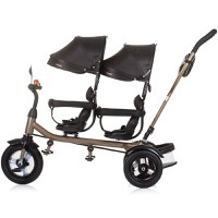 Tricicleta pentru copii gemeni Chipolino 2Play Obsidian Gold cu maner, control al directiei, sezut reversibil, suport pentru picioare, scaun confortabil cu husa moale, copertina XXL, si roti din cauciuc - 2