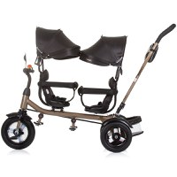 Tricicleta pentru copii gemeni Chipolino 2Play Obsidian Gold cu maner, control al directiei, sezut reversibil, suport pentru picioare, scaun confortabil cu husa moale, copertina XXL, si roti din cauciuc - 3