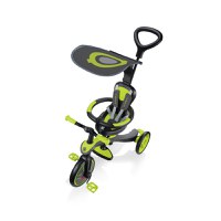 Tricicleta pentru copii Globber Explorer 4 in 1 Verde cu control parental, de la 10 luni, parasolar anti UV ajustabil, suport de picioare detasabil, scaun ajustabil pe inaltime - 6