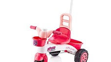 Tricicleta pentru copii Guclu Toys Princess cu claxon si control parental , cosulet pentru accesorii si plastic de inalta calitate de la 3 ani
